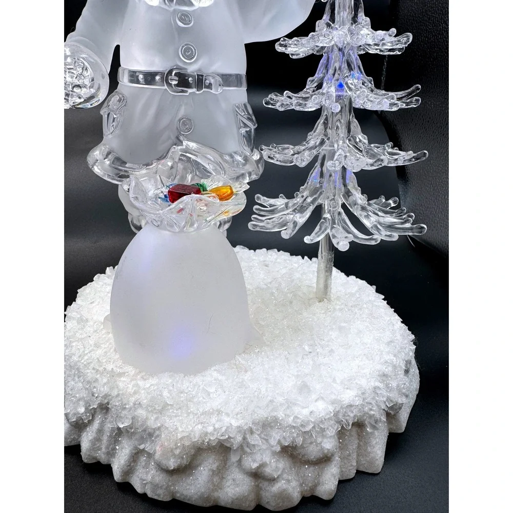 Heritage Mint Frosted Acrylic Santa Claus Color Changing LED Light Up Figurines